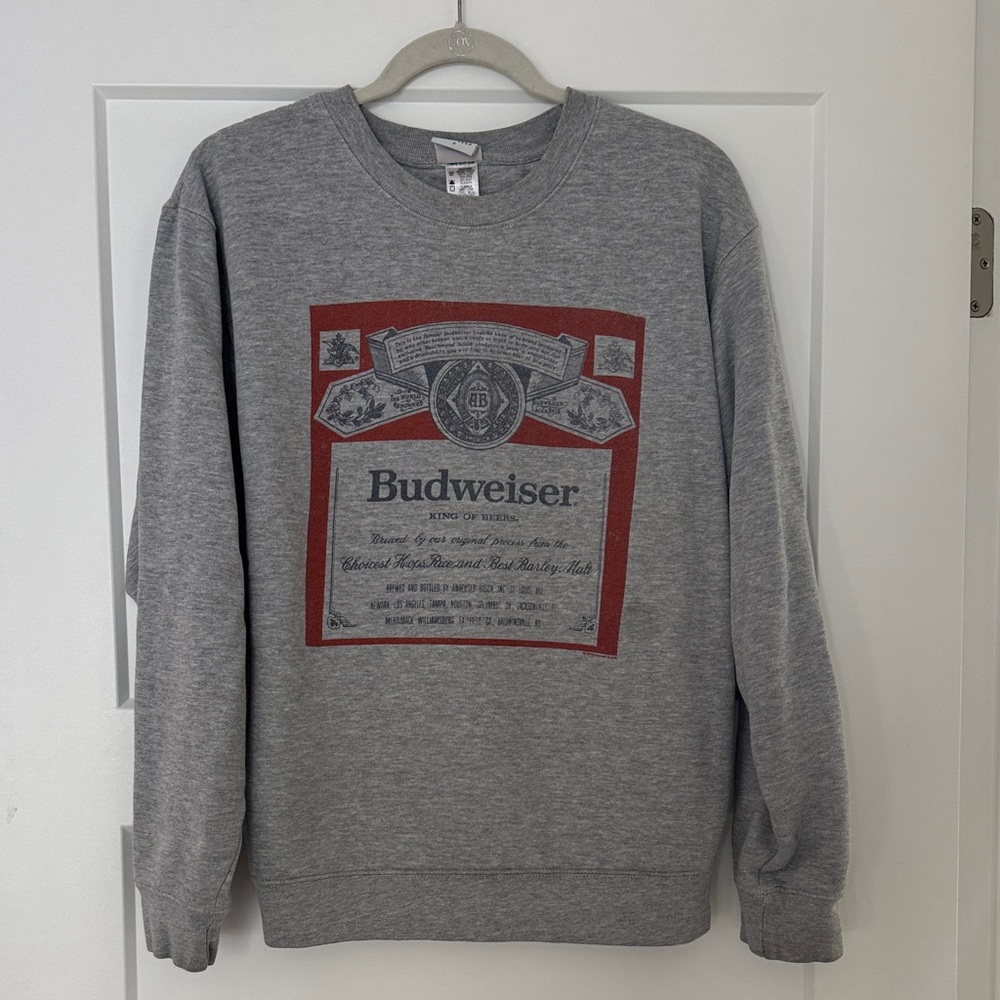Budweiser Red and Gray Crewneck Sweater